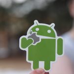 Close Up Photo of a Green Android Sticker