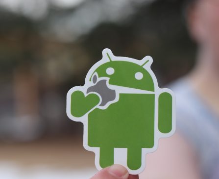 Close Up Photo of a Green Android Sticker